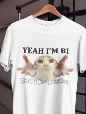 Boob Inspector Funny Meme Cat Tshirt,Cute Cat Tee,Tshirt for cat lovers,trendy m